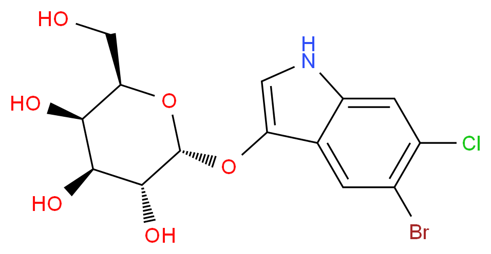 (2R,3R,4S,5R,6R)-2-[(5-bromo-6-chloro-1H-indol-3-yl)oxy]-6-(hydroxymethyl)oxane-3,4,5-triol_分子结构_CAS_93863-88-8