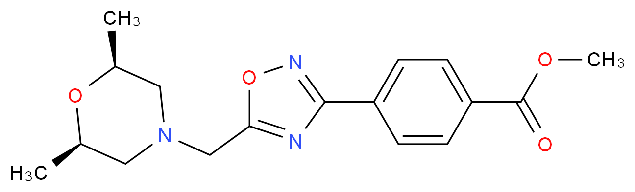 methyl 4-(5-{[(2R*,6S*)-2,6-dimethyl-4-morpholinyl]methyl}-1,2,4-oxadiazol-3-yl)benzoate_分子结构_CAS_)