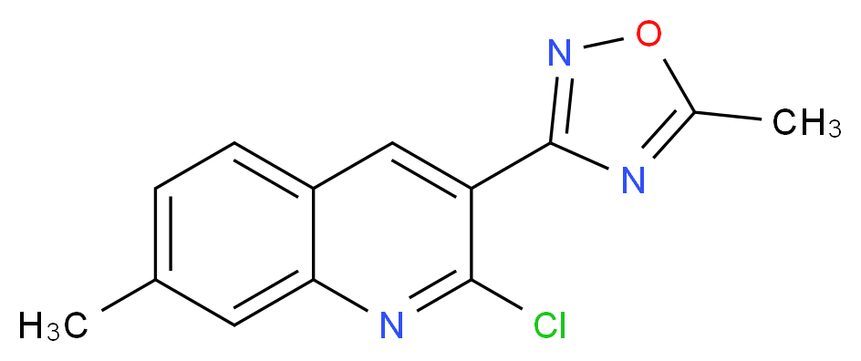 2-Chloro-7-methyl-3-(5-methyl-1,2,4-oxadiazol-3-yl)quinoline_分子结构_CAS_)