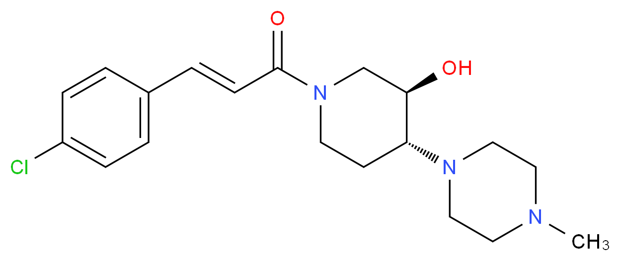 (3R*,4R*)-1-[(2E)-3-(4-chlorophenyl)-2-propenoyl]-4-(4-methyl-1-piperazinyl)-3-piperidinol_分子结构_CAS_)