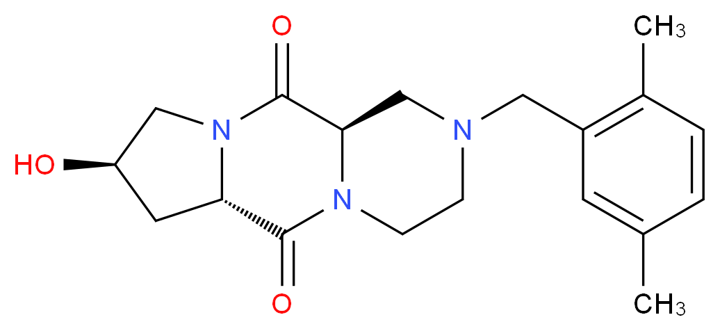 (6aS,8R,11aR)-2-(2,5-dimethylbenzyl)-8-hydroxyoctahydro-6H-pyrazino[1,2-a]pyrrolo[1,2-d]pyrazine-6,11(2H)-dione_分子结构_CAS_)