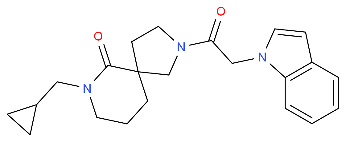 7-(cyclopropylmethyl)-2-(1H-indol-1-ylacetyl)-2,7-diazaspiro[4.5]decan-6-one_分子结构_CAS_)
