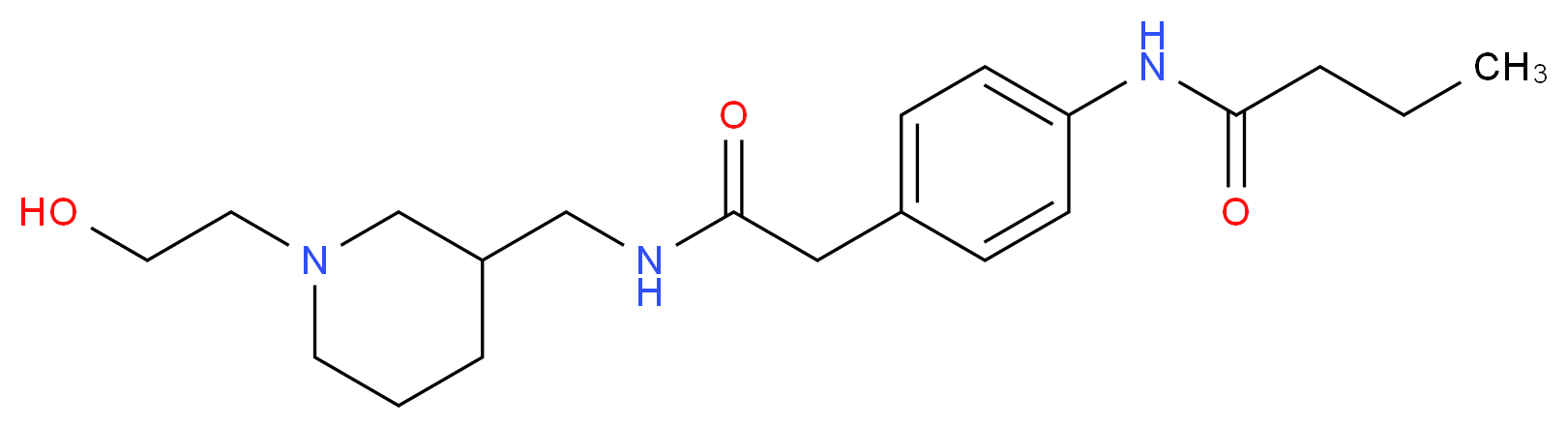 N-{4-[2-({[1-(2-hydroxyethyl)piperidin-3-yl]methyl}amino)-2-oxoethyl]phenyl}butanamide_分子结构_CAS_)