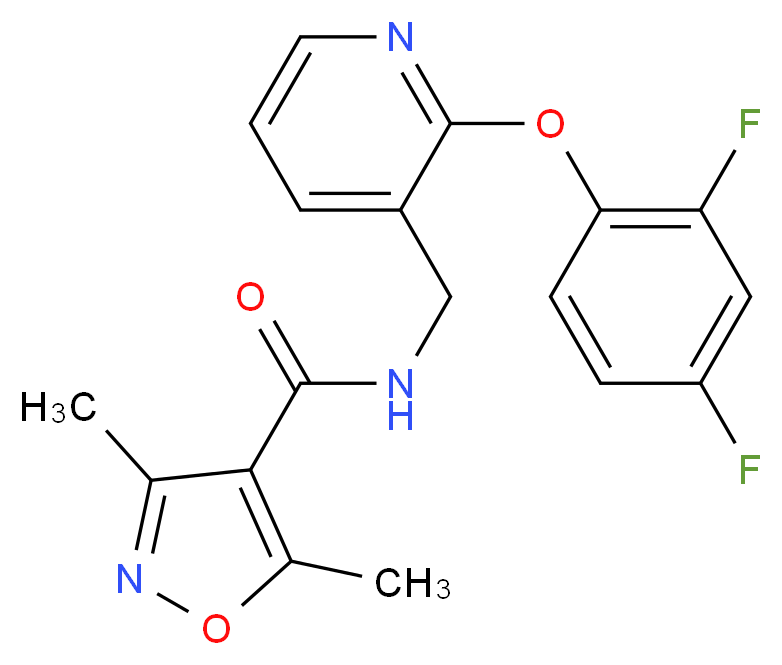 N-{[2-(2,4-difluorophenoxy)pyridin-3-yl]methyl}-3,5-dimethylisoxazole-4-carboxamide_分子结构_CAS_)