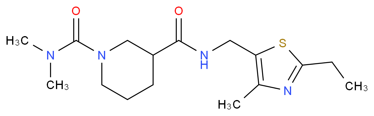 N~3~-[(2-ethyl-4-methyl-1,3-thiazol-5-yl)methyl]-N~1~,N~1~-dimethyl-1,3-piperidinedicarboxamide_分子结构_CAS_)