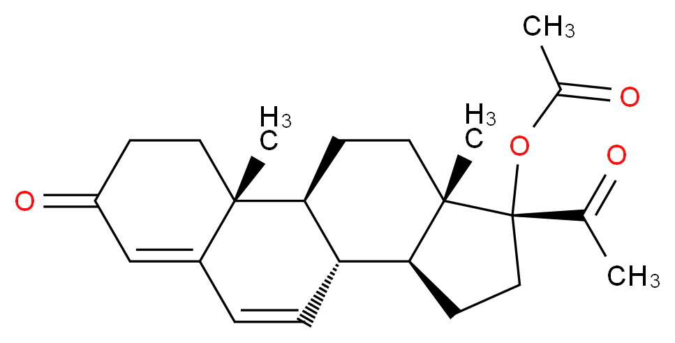 (1S,2R,10R,11S,14R,15S)-14-acetyl-2,15-dimethyl-5-oxotetracyclo[8.7.0.0<sup>2</sup>,<sup>7</sup>.0<sup>1</sup><sup>1</sup>,<sup>1</sup><sup>5</sup>]heptadeca-6,8-dien-14-yl acetate_分子结构_CAS_425-51-4