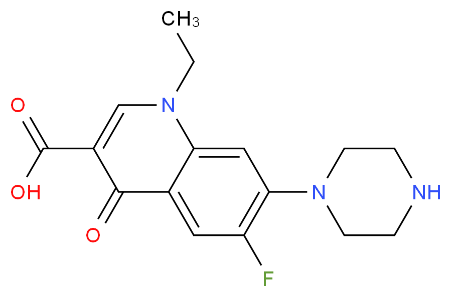 1-Ethyl-6-fluoro-4-oxo-7-(1-piperazinyl)-1,4-dihydro-3-quinolinecarboxylic acid_分子结构_CAS_70458-96-7)