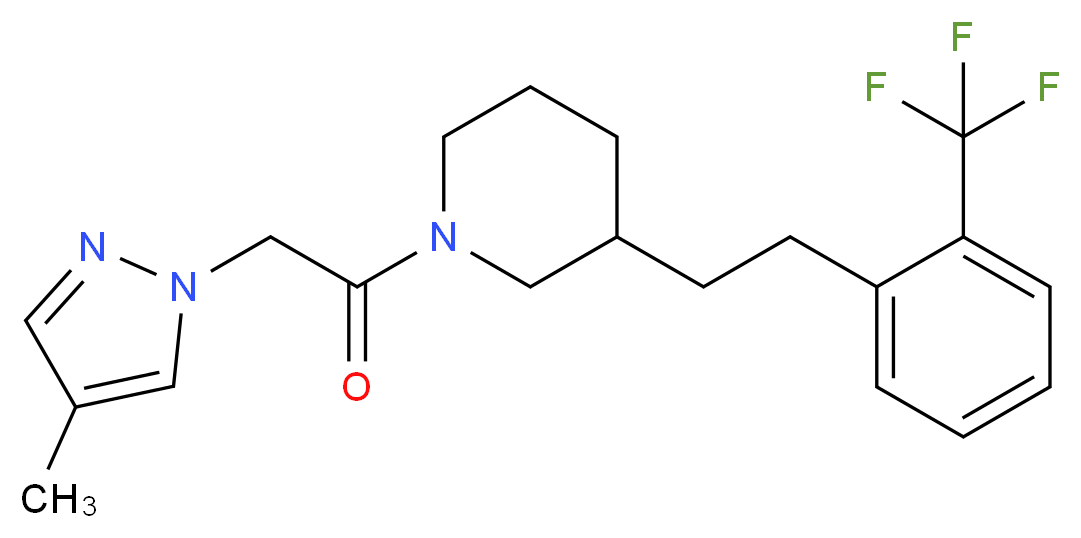1-[(4-methyl-1H-pyrazol-1-yl)acetyl]-3-{2-[2-(trifluoromethyl)phenyl]ethyl}piperidine_分子结构_CAS_)