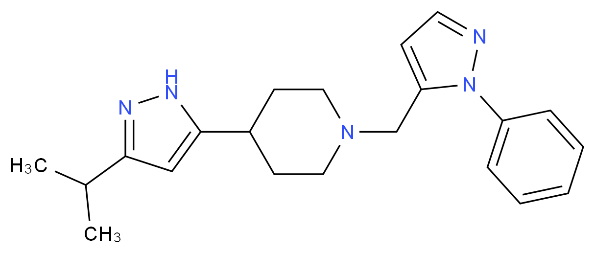 4-(3-isopropyl-1H-pyrazol-5-yl)-1-[(1-phenyl-1H-pyrazol-5-yl)methyl]piperidine_分子结构_CAS_)