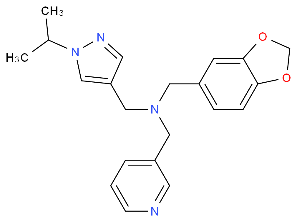 (1,3-benzodioxol-5-ylmethyl)[(1-isopropyl-1H-pyrazol-4-yl)methyl](pyridin-3-ylmethyl)amine_分子结构_CAS_)