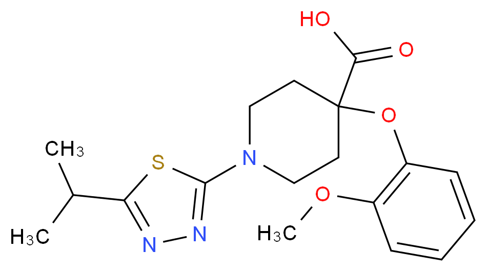 1-(5-isopropyl-1,3,4-thiadiazol-2-yl)-4-(2-methoxyphenoxy)piperidine-4-carboxylic acid_分子结构_CAS_)