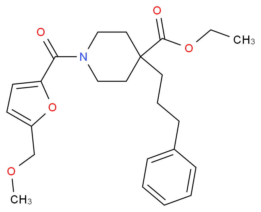 ethyl 1-[5-(methoxymethyl)-2-furoyl]-4-(3-phenylpropyl)-4-piperidinecarboxylate_分子结构_CAS_)