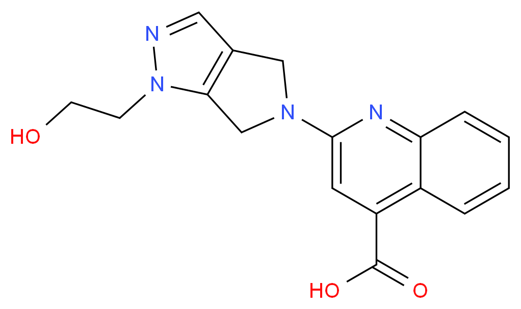 2-[1-(2-hydroxyethyl)-4,6-dihydropyrrolo[3,4-c]pyrazol-5(1H)-yl]quinoline-4-carboxylic acid_分子结构_CAS_)