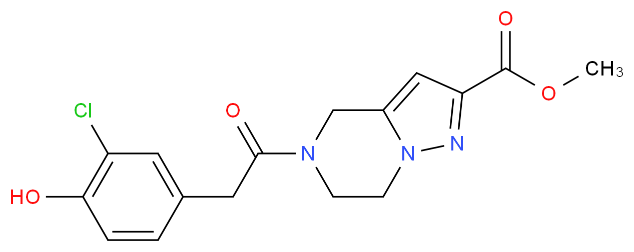 methyl 5-[(3-chloro-4-hydroxyphenyl)acetyl]-4,5,6,7-tetrahydropyrazolo[1,5-a]pyrazine-2-carboxylate_分子结构_CAS_)