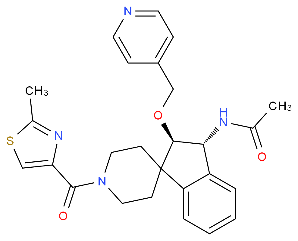 N-[(2R*,3R*)-1'-[(2-methyl-1,3-thiazol-4-yl)carbonyl]-2-(4-pyridinylmethoxy)-2,3-dihydrospiro[indene-1,4'-piperidin]-3-yl]acetamide_分子结构_CAS_)