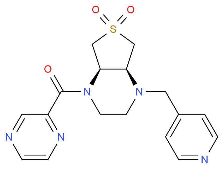 (4aS*,7aR*)-1-(2-pyrazinylcarbonyl)-4-(4-pyridinylmethyl)octahydrothieno[3,4-b]pyrazine 6,6-dioxide_分子结构_CAS_)