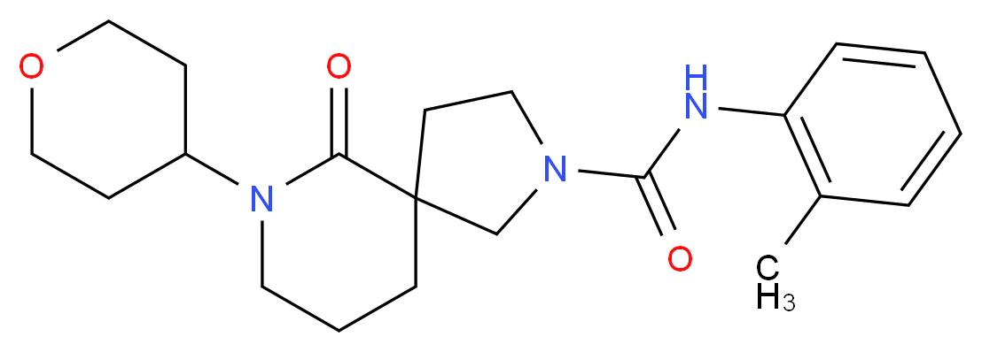 N-(2-methylphenyl)-6-oxo-7-(tetrahydro-2H-pyran-4-yl)-2,7-diazaspiro[4.5]decane-2-carboxamide_分子结构_CAS_)