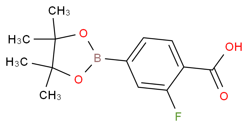 2-fluoro-4-(tetramethyl-1,3,2-dioxaborolan-2-yl)benzoic acid_分子结构_CAS_867256-77-7