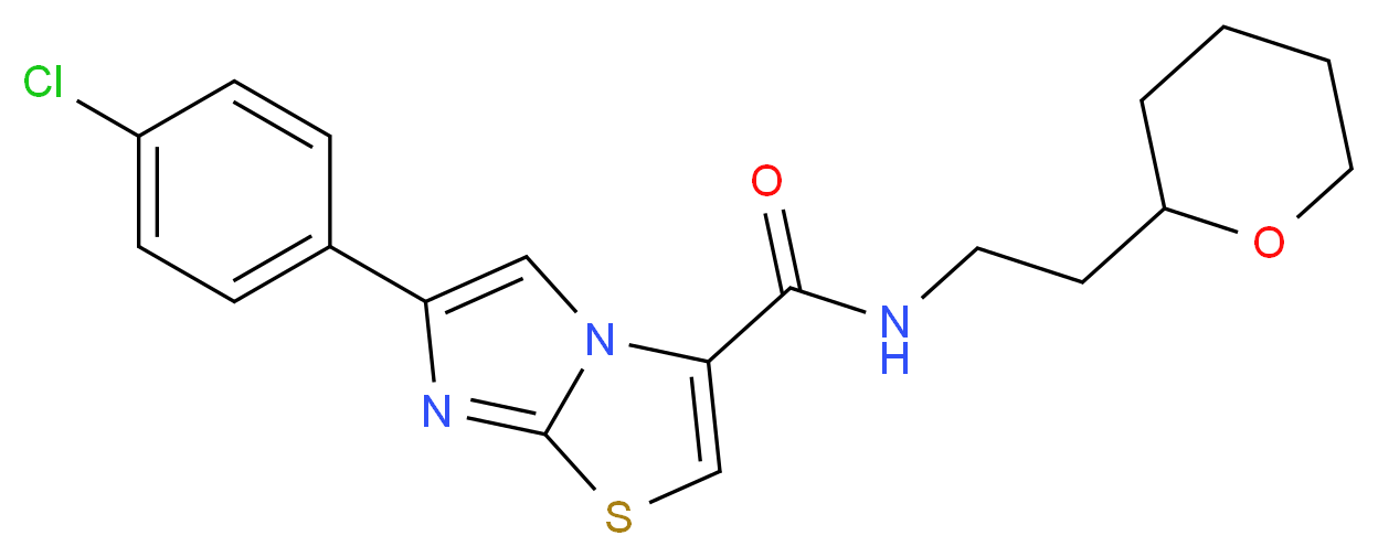 6-(4-chlorophenyl)-N-[2-(tetrahydro-2H-pyran-2-yl)ethyl]imidazo[2,1-b][1,3]thiazole-3-carboxamide_分子结构_CAS_)