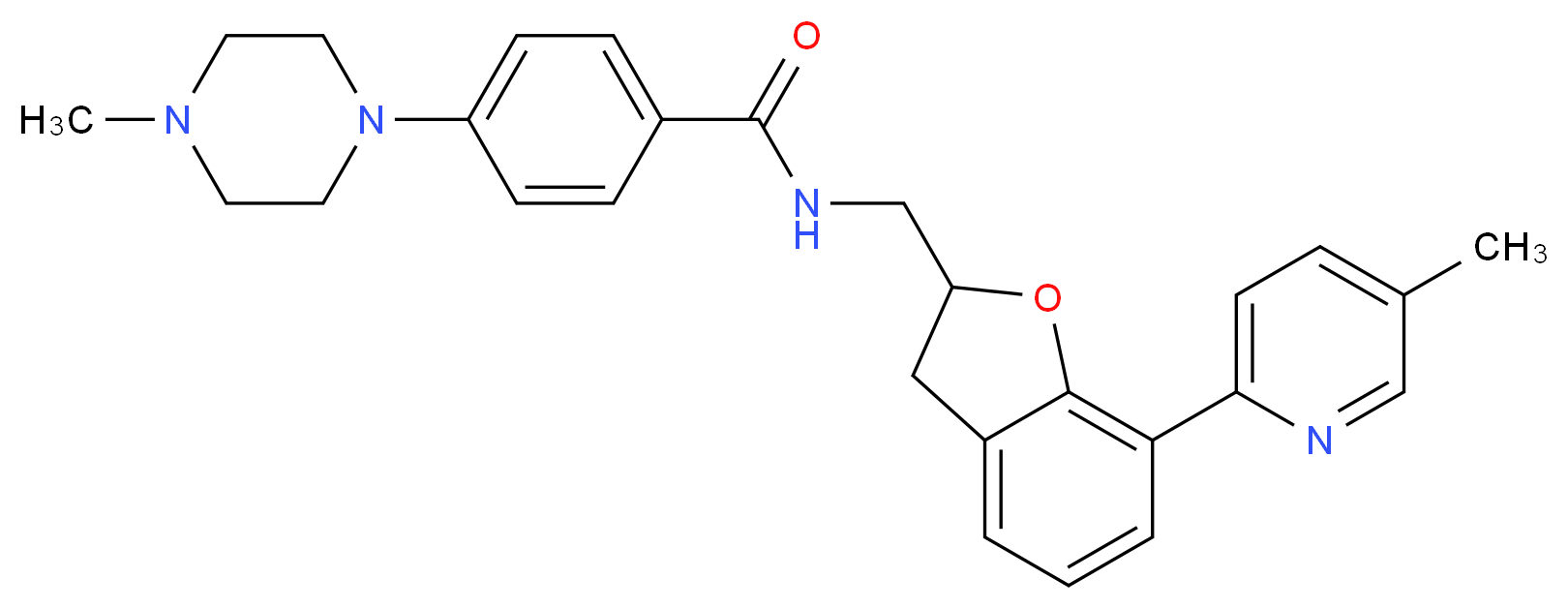4-(4-methyl-1-piperazinyl)-N-{[7-(5-methyl-2-pyridinyl)-2,3-dihydro-1-benzofuran-2-yl]methyl}benzamide_分子结构_CAS_)