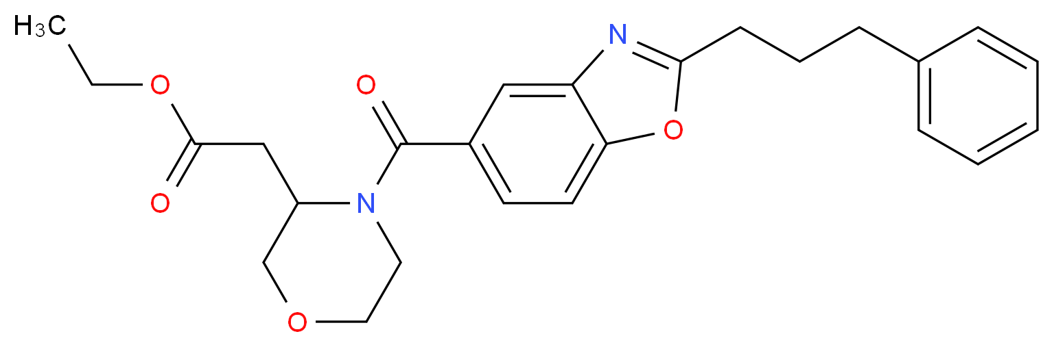 ethyl (4-{[2-(3-phenylpropyl)-1,3-benzoxazol-5-yl]carbonyl}-3-morpholinyl)acetate_分子结构_CAS_)