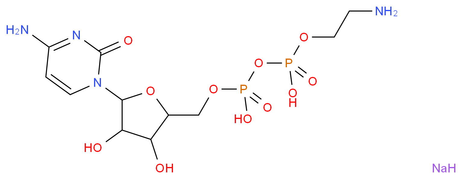 {[5-(4-amino-2-oxo-1,2-dihydropyrimidin-1-yl)-3,4-dihydroxyoxolan-2-yl]methoxy}({[(2-aminoethoxy)(hydroxy)phosphoryl]oxy})phosphinic acid sodium_分子结构_CAS_72842-05-8