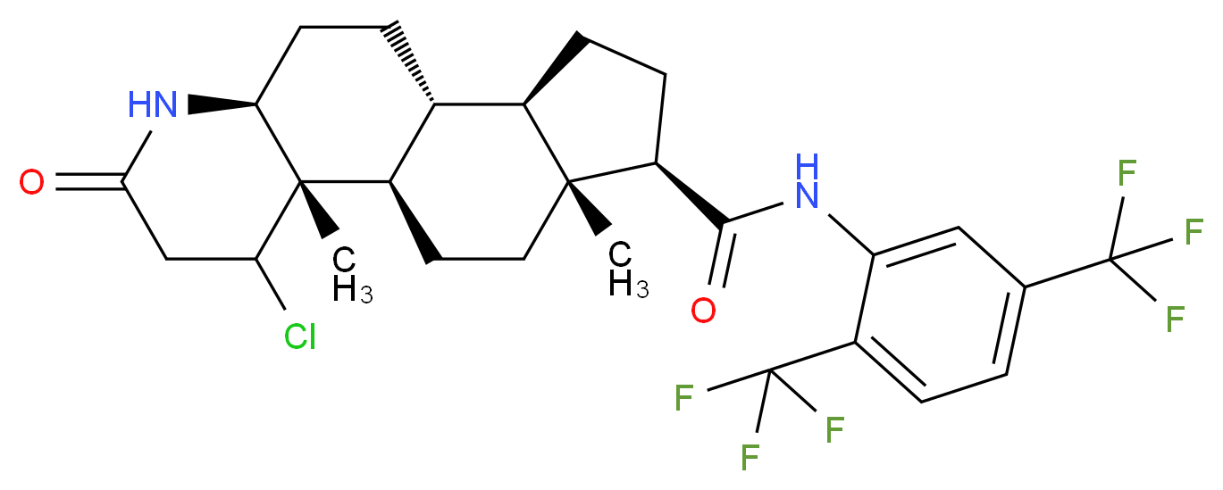 (1R,2S,7S,10R,11R,14R,15R)-N-[2,5-bis(trifluoromethyl)phenyl]-3-chloro-2,15-dimethyl-5-oxo-6-azatetracyclo[8.7.0.0<sup>2</sup>,<sup>7</sup>.0<sup>1</sup><sup>1</sup>,<sup>1</sup><sup>5</sup>]heptadecane-14-carboxamide_分子结构_CAS_1365545-42-1