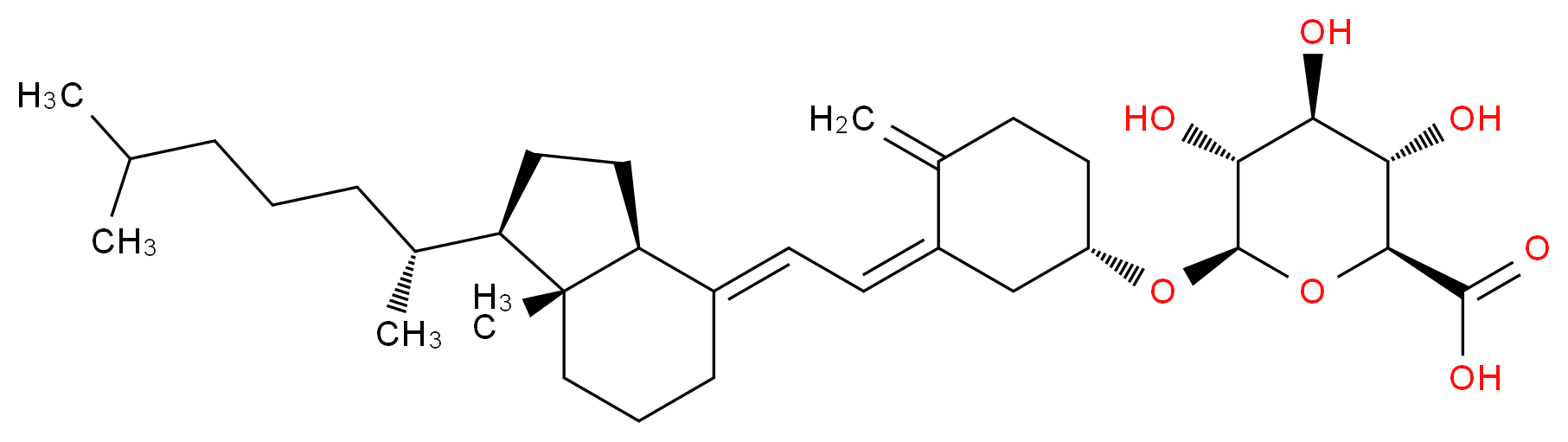 (2S,3S,4S,5R,6R)-6-{[(1S,3Z)-3-{2-[(1R,3aS,4E,7aR)-7a-methyl-1-[(2R)-6-methylheptan-2-yl]-octahydro-1H-inden-4-ylidene]ethylidene}-4-methylidenecyclohexyl]oxy}-3,4,5-trihydroxyoxane-2-carboxylic acid_分子结构_CAS_57918-08-8