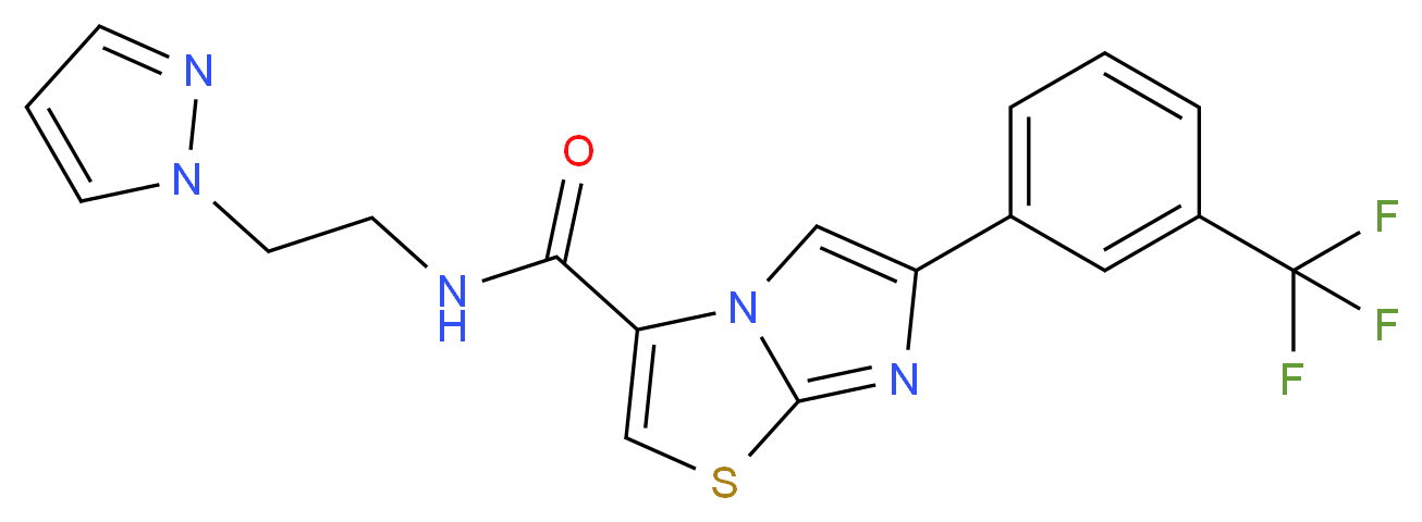 N-[2-(1H-pyrazol-1-yl)ethyl]-6-[3-(trifluoromethyl)phenyl]imidazo[2,1-b][1,3]thiazole-3-carboxamide_分子结构_CAS_)