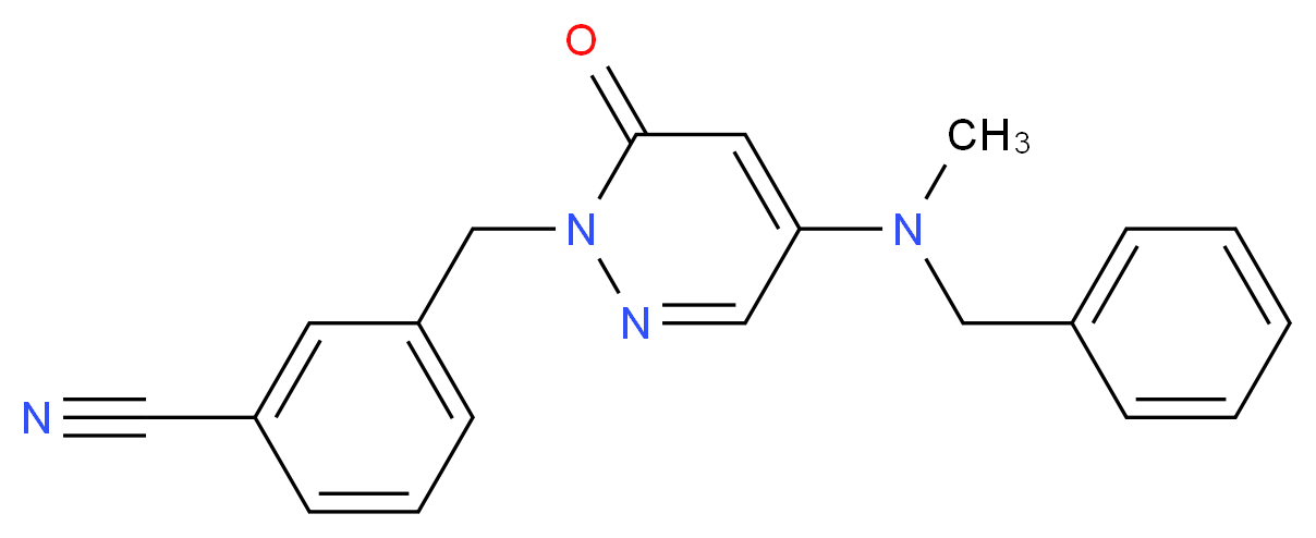 3-{[4-[benzyl(methyl)amino]-6-oxo-1(6H)-pyridazinyl]methyl}benzonitrile_分子结构_CAS_)