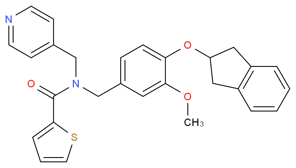 N-[4-(2,3-dihydro-1H-inden-2-yloxy)-3-methoxybenzyl]-N-(4-pyridinylmethyl)-2-thiophenecarboxamide_分子结构_CAS_)
