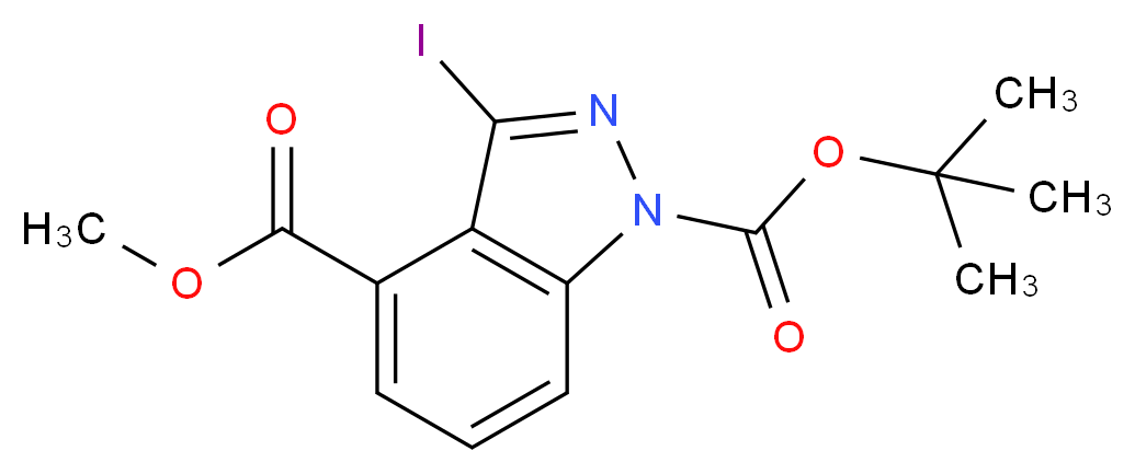 1-TERT-BUTYL 4-METHYL 3-IODO-1H-INDAZOLE-1,4-DICARBOXYLATE_分子结构_CAS_944899-19-8)