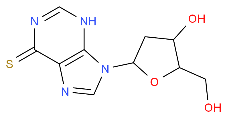 9-[4-hydroxy-5-(hydroxymethyl)oxolan-2-yl]-6,9-dihydro-3H-purine-6-thione_分子结构_CAS_2239-64-7