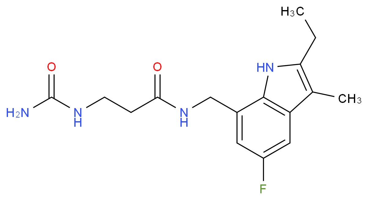 3-[(aminocarbonyl)amino]-N-[(2-ethyl-5-fluoro-3-methyl-1H-indol-7-yl)methyl]propanamide_分子结构_CAS_)