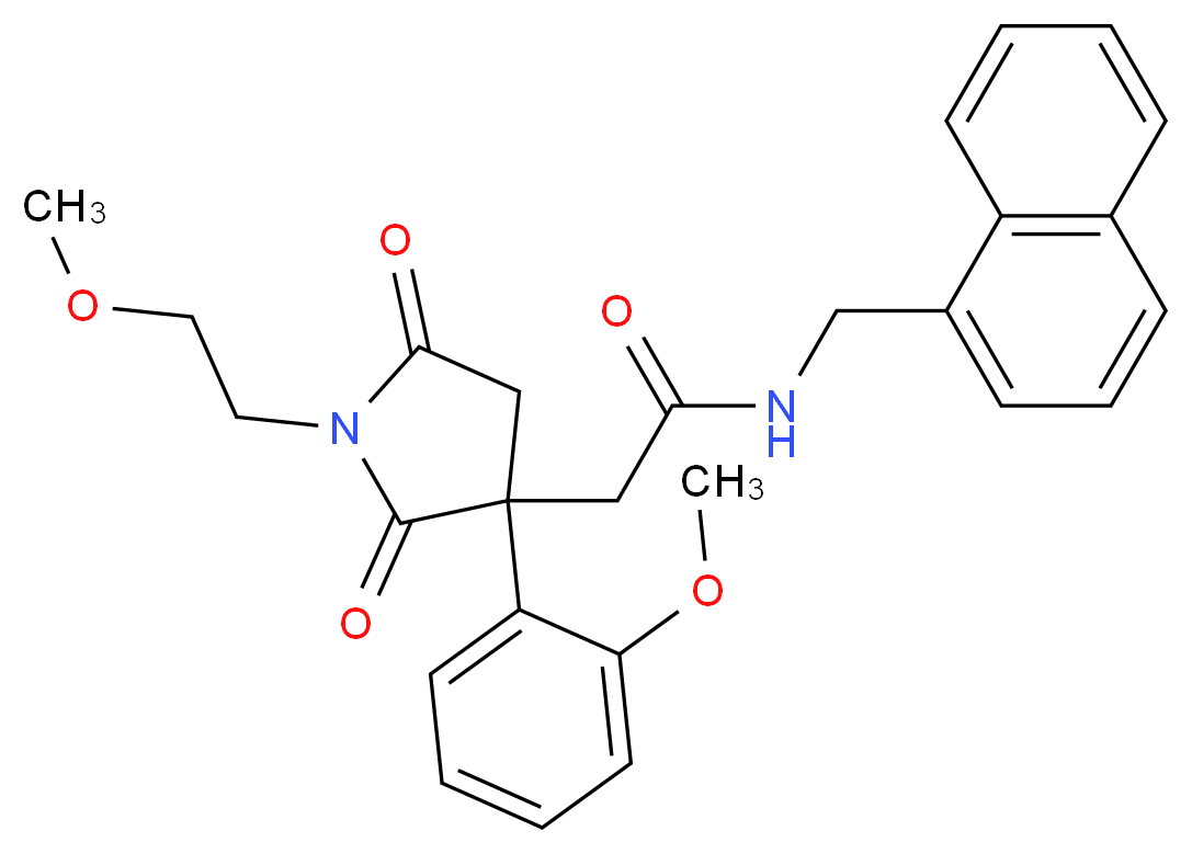 2-[1-(2-methoxyethyl)-3-(2-methoxyphenyl)-2,5-dioxo-3-pyrrolidinyl]-N-(1-naphthylmethyl)acetamide_分子结构_CAS_)