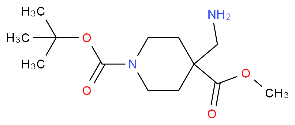 4-Aminomethyl-piperidine-1,4-dicarboxylic acid 1-tert-butyl ester 4-methyl ester_分子结构_CAS_362703-35-3)