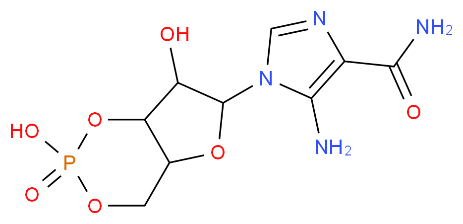 5-amino-1-{2,7-dihydroxy-2-oxo-hexahydro-1,3,5,2λ<sup>5</sup>-furo[3,2-d][1,3,2λ<sup>5</sup>]dioxaphosphinin-6-yl}-1H-imidazole-4-carboxamide_分子结构_CAS_35908-14-6