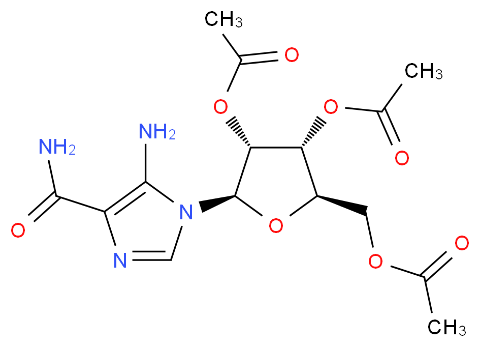 [(2R,3R,4R,5R)-3,4-bis(acetyloxy)-5-(5-amino-4-carbamoyl-1H-imidazol-1-yl)oxolan-2-yl]methyl acetate_分子结构_CAS_23274-21-7