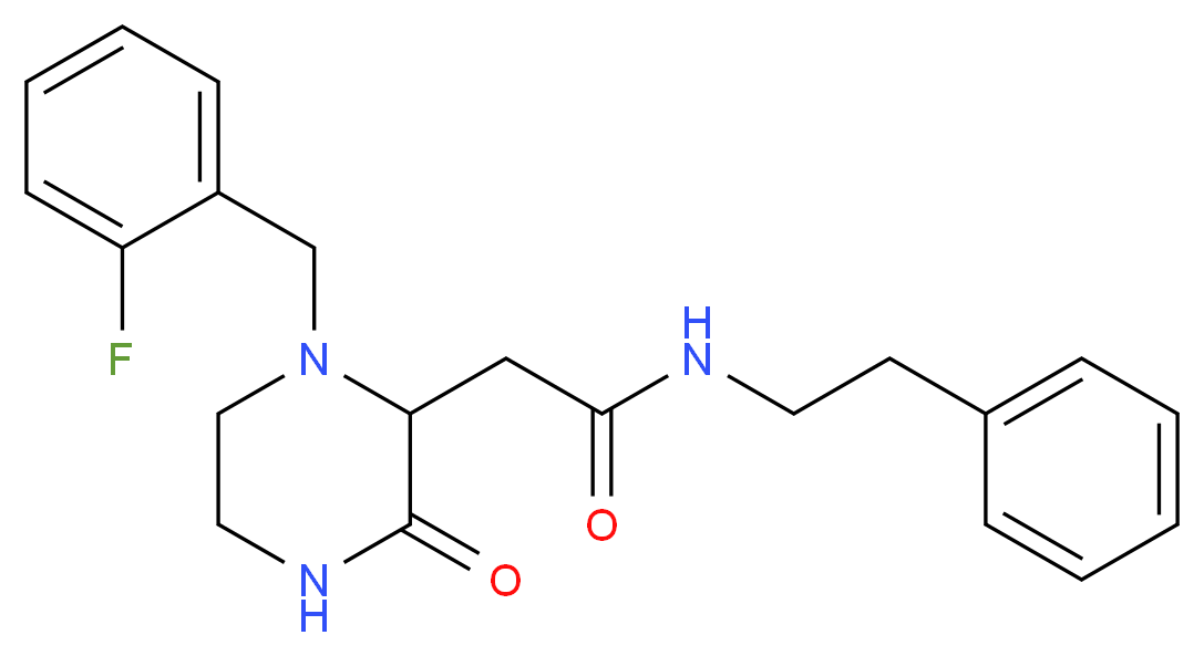 2-[1-(2-fluorobenzyl)-3-oxo-2-piperazinyl]-N-(2-phenylethyl)acetamide_分子结构_CAS_)