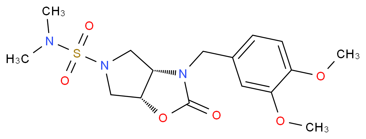 (3aS*,6aR*)-3-(3,4-dimethoxybenzyl)-N,N-dimethyl-2-oxohexahydro-5H-pyrrolo[3,4-d][1,3]oxazole-5-sulfonamide_分子结构_CAS_)
