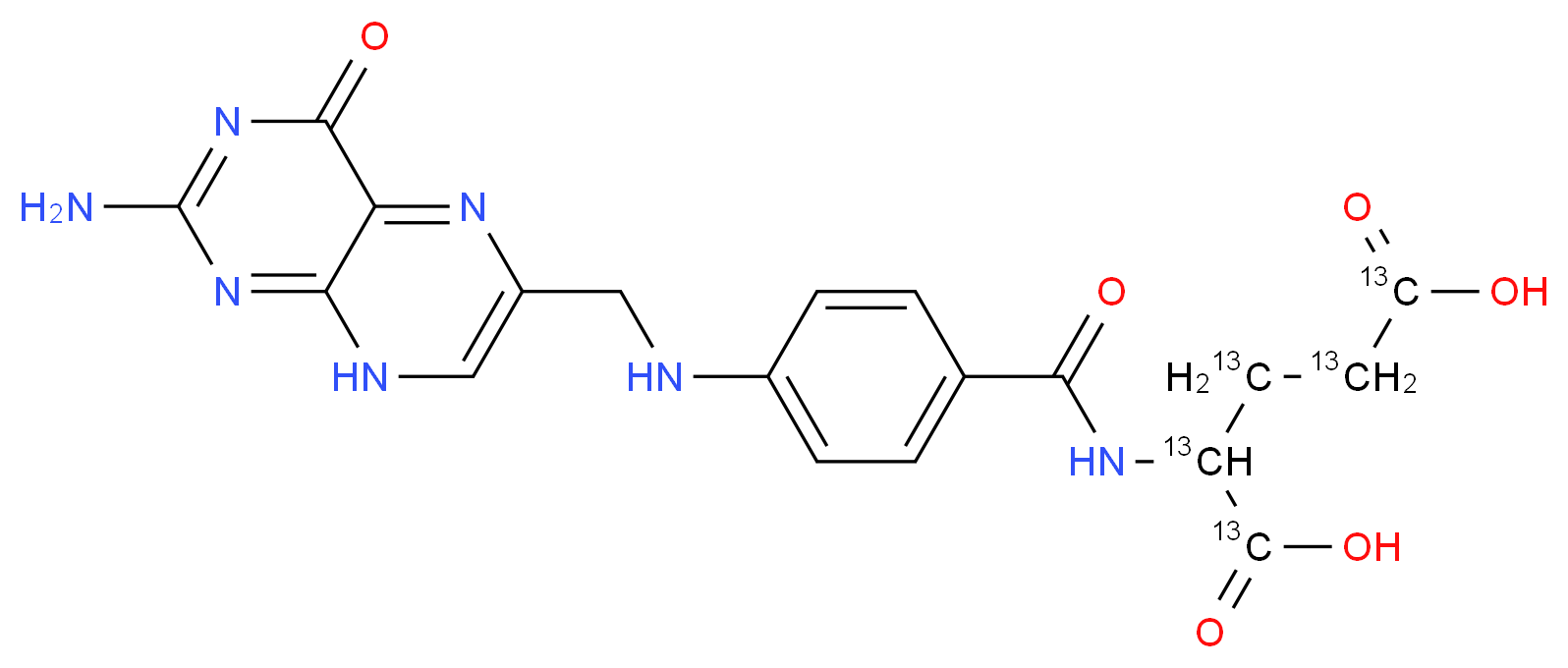 2-[(4-{[(2-amino-4-oxo-4,8-dihydropteridin-6-yl)methyl]amino}phenyl)formamido](1,2,3,4,5-<sup>1</sup><sup>3</sup>C<sub>5</sub>)pentanedioic acid_分子结构_CAS_1207282-75-4