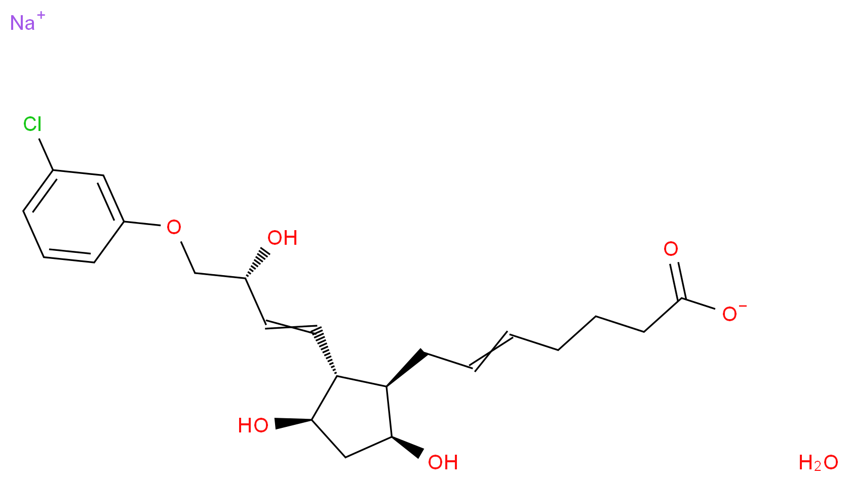 (+/-)-Cloprostenol sodium salt hydrate_分子结构_CAS_55028-72-3(anhydrous))