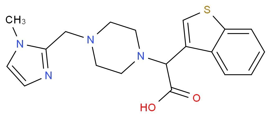 1-benzothien-3-yl{4-[(1-methyl-1H-imidazol-2-yl)methyl]piperazin-1-yl}acetic acid_分子结构_CAS_)