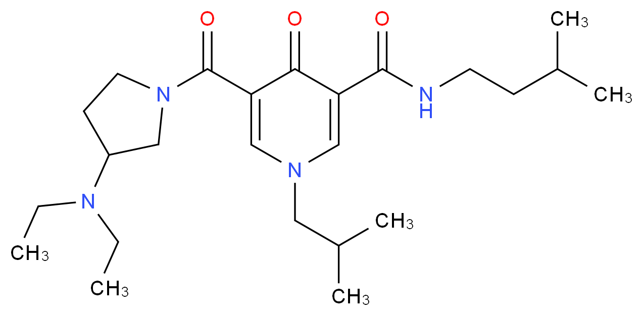 5-{[3-(diethylamino)-1-pyrrolidinyl]carbonyl}-1-isobutyl-N-(3-methylbutyl)-4-oxo-1,4-dihydro-3-pyridinecarboxamide_分子结构_CAS_)