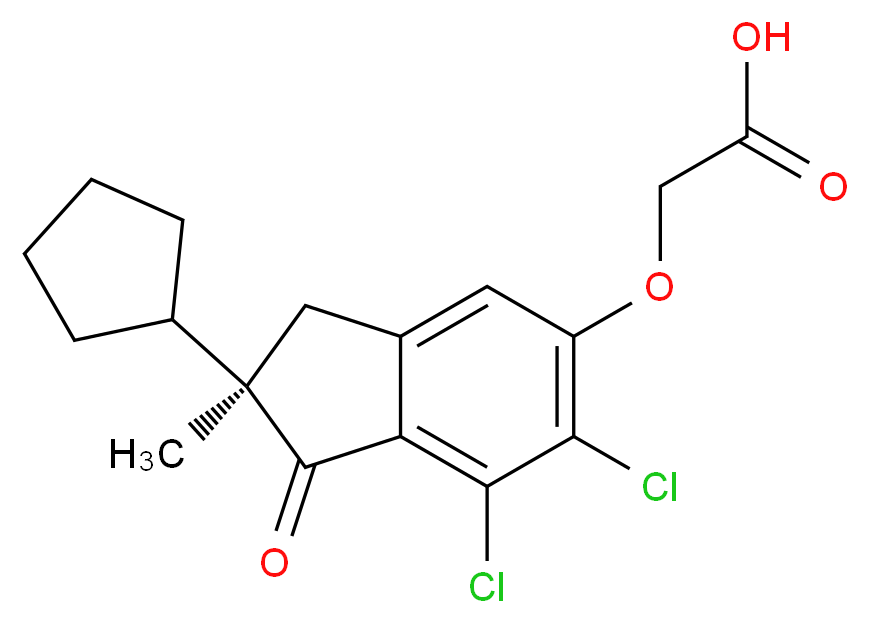 2-{[(2R)-6,7-dichloro-2-cyclopentyl-2-methyl-1-oxo-2,3-dihydro-1H-inden-5-yl]oxy}acetic acid_分子结构_CAS_54197-31-8