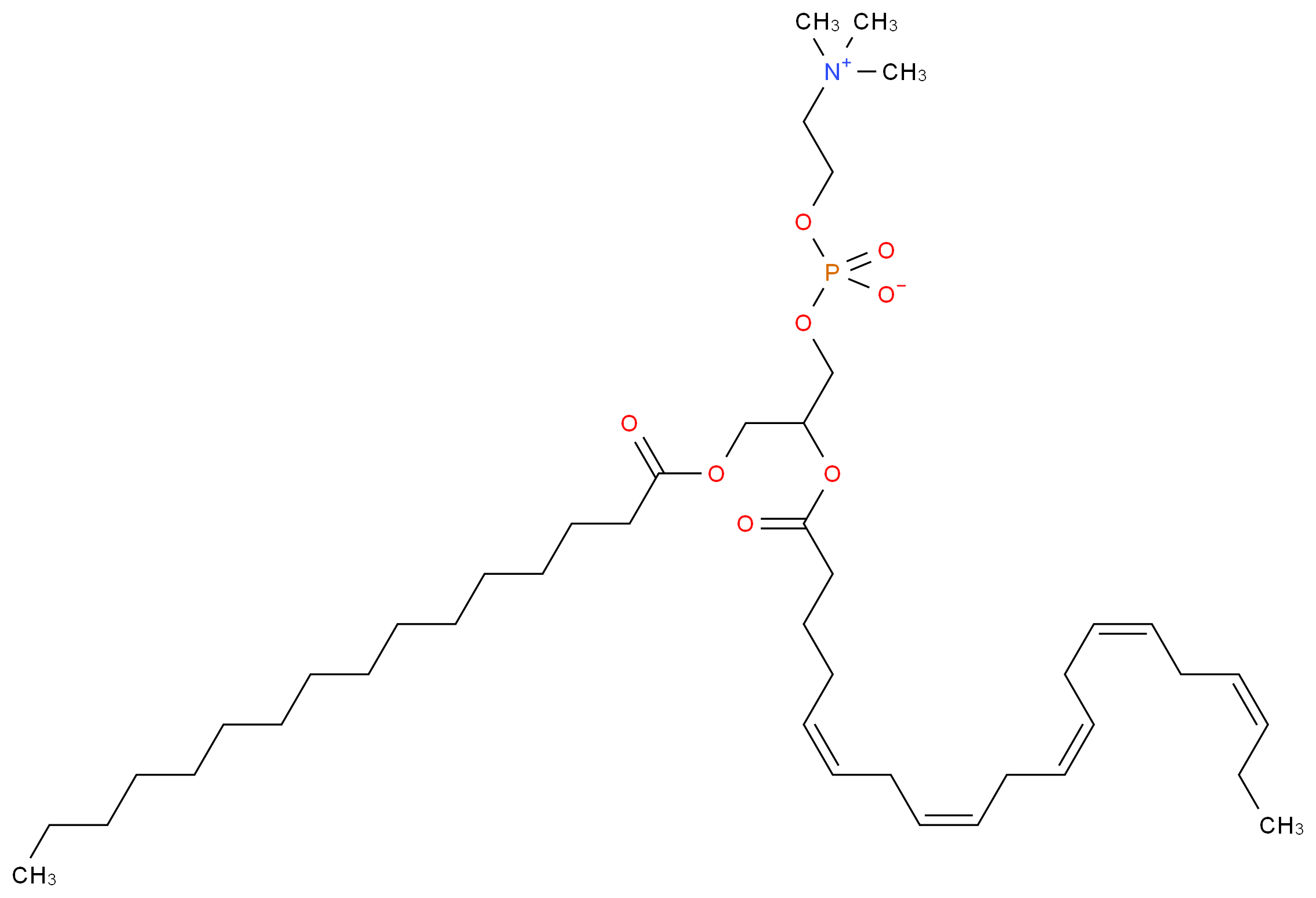 (2-{[3-(hexadecanoyloxy)-2-[(5Z,8Z,11Z,14Z,17Z)-icosa-5,8,11,14,17-pentaenoyloxy]propyl phosphonato]oxy}ethyl)trimethylazanium_分子结构_CAS_99296-77-2