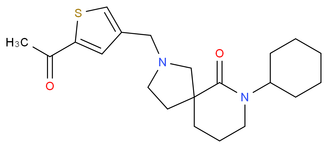 2-[(5-acetyl-3-thienyl)methyl]-7-cyclohexyl-2,7-diazaspiro[4.5]decan-6-one_分子结构_CAS_)