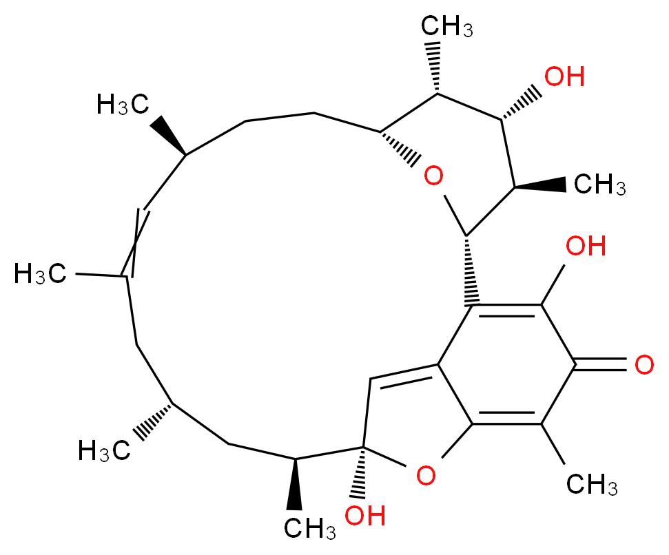 (1R,9S,10S,12S,16S,19R,20R,21S,22R)-3,9,21-trihydroxy-5,10,12,14,16,20,22-heptamethyl-23,24-dioxatetracyclo[17.3.1.1<sup>6</sup>,<sup>9</sup>.0<sup>2</sup>,<sup>7</sup>]tetracosa-2,5,7,14-tetraen-4-one_分子结构_CAS_59785-91-0
