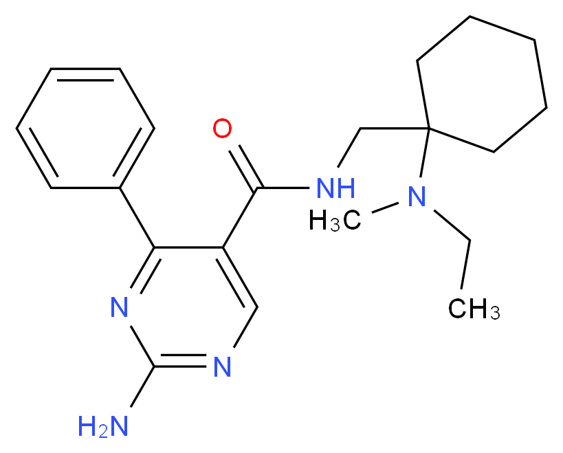 2-amino-N-({1-[ethyl(methyl)amino]cyclohexyl}methyl)-4-phenylpyrimidine-5-carboxamide_分子结构_CAS_)