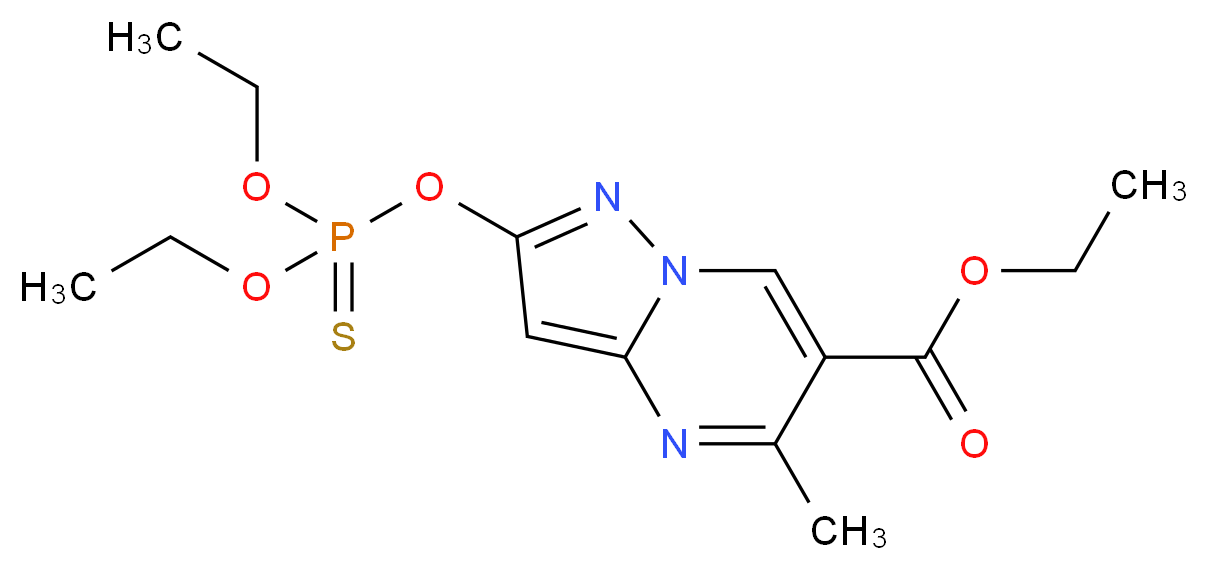 ethyl 2-{[diethoxy(sulfanylidene)-λ<sup>5</sup>-phosphanyl]oxy}-5-methylpyrazolo[1,5-a]pyrimidine-6-carboxylate_分子结构_CAS_13457-18-6